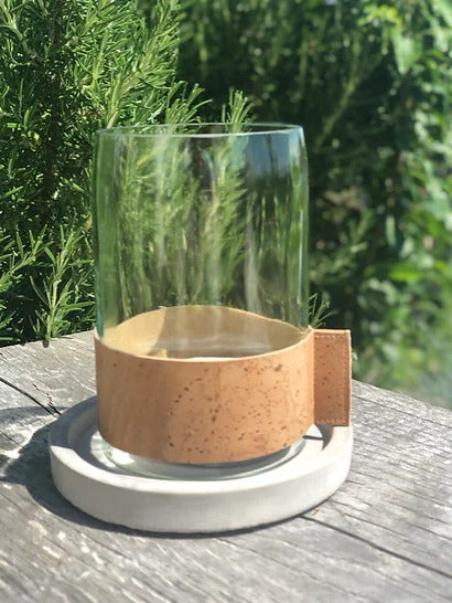 Windlicht mit Betonuntersetzer Klarglas